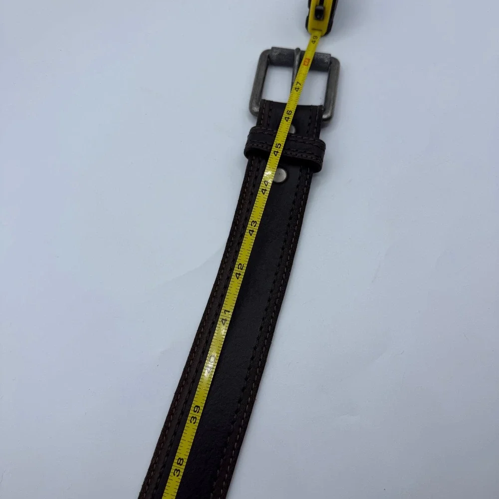 Eddie Bauer Mens Brown‎ Leather Belt Made England Knurled Roller Buckle Size 40
